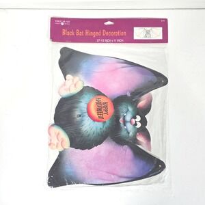 American Greetings Vintage 1992 Black Bat Hinged Halloween Decoration 27.5x11
